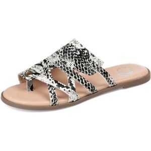 Journee Collection Hasten White Snake Print Sandals Women's Size 7M